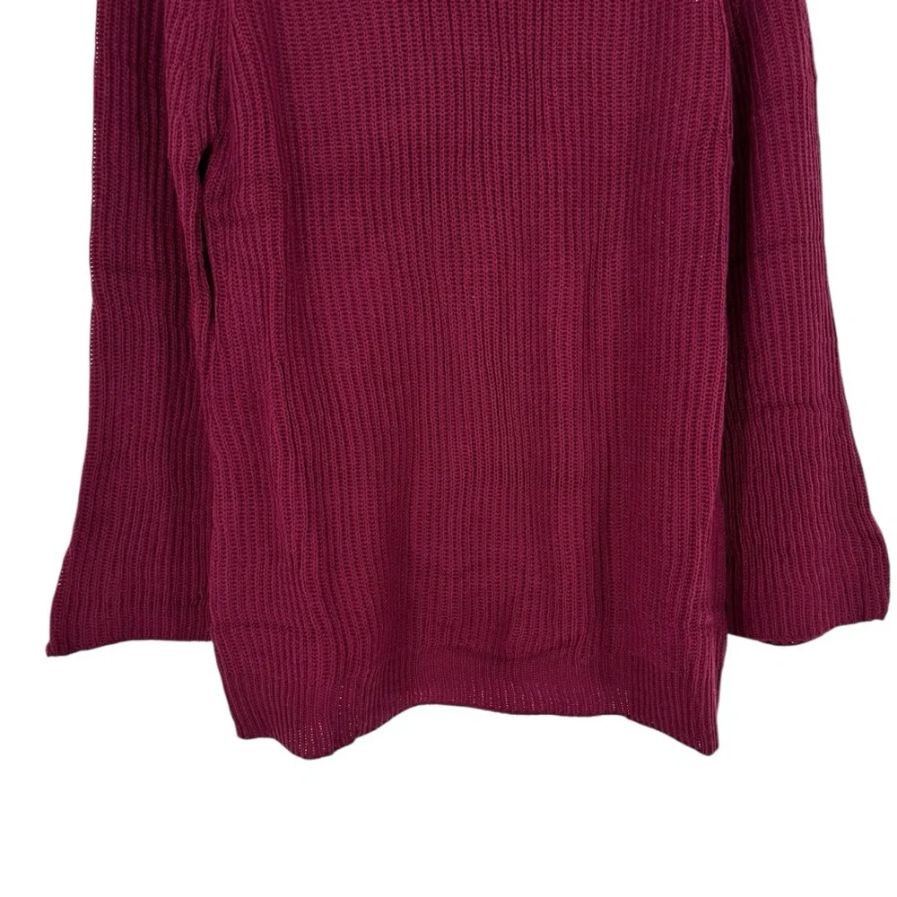 Hayden LA Burgundy Knit Sweater size 1X Flared Cuff Long Sleeve NWT Back Cutout